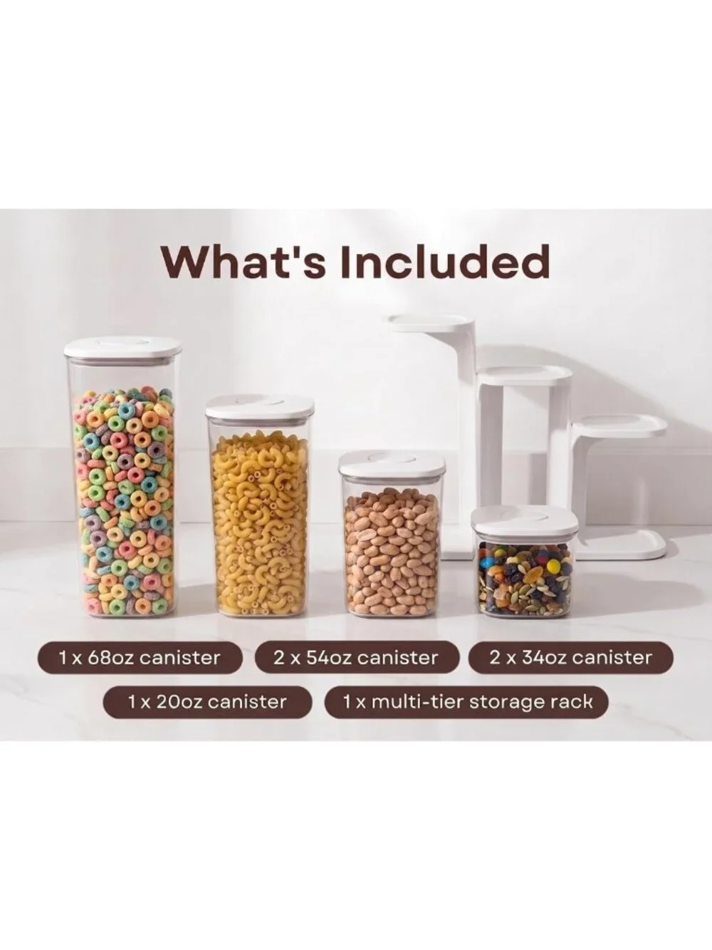 Airtight Food Storage Containers Set - 6-Pc Modular, Leakproof, Stackable Bins